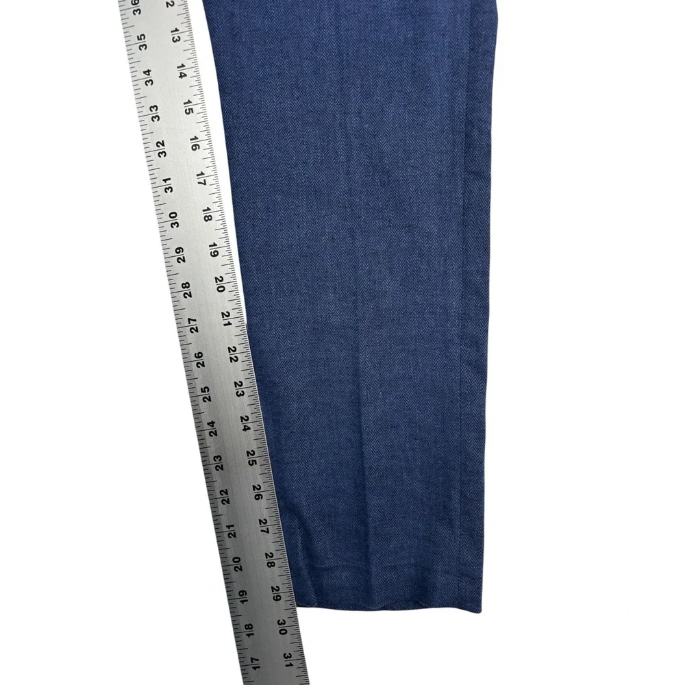 Banana Republic 30x30 Navy Blue Herringbone Linen Cotton Pants Trousers Tailored